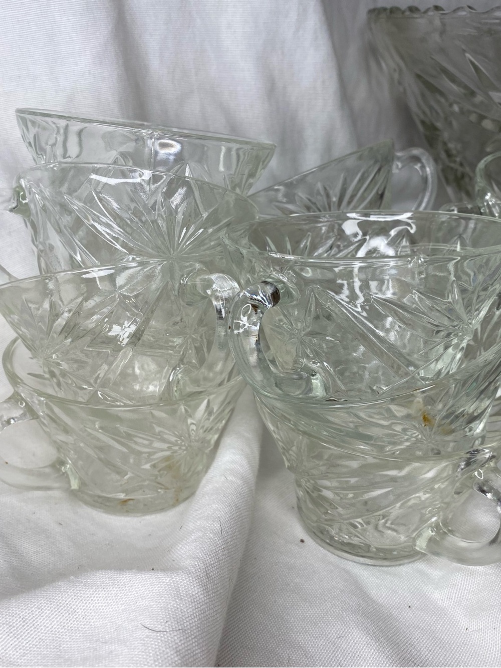 Iridescent Glass Punch Bowl Tea Cups and Tray Sets - Clear - Picture 3 of 5